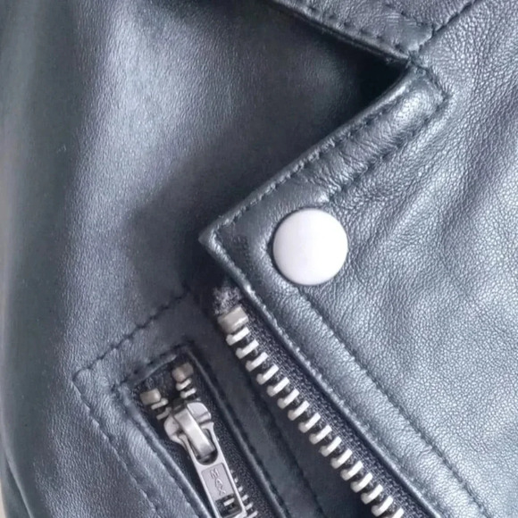 Marks & Spencer Black Leather Motorcycle Jacket - Picture 8 of 8